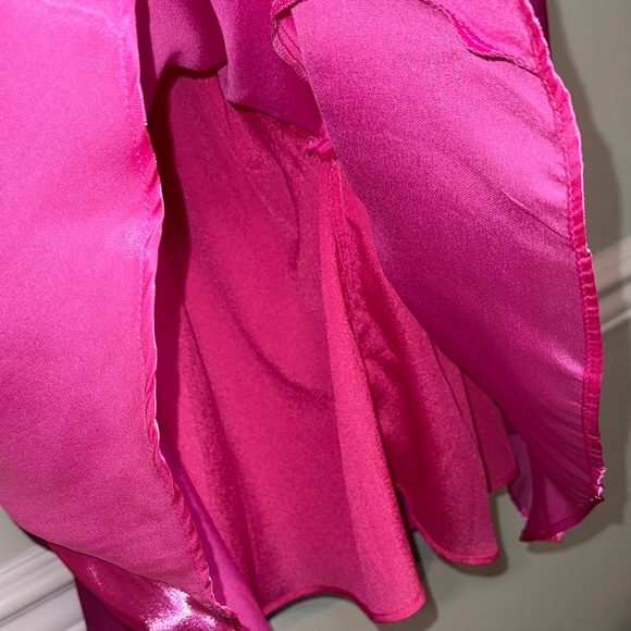 Main Strip Midi Hot Pink Satin Cocteau Formal Party Dress Size Small Hot Pink - Picture 8 of 10